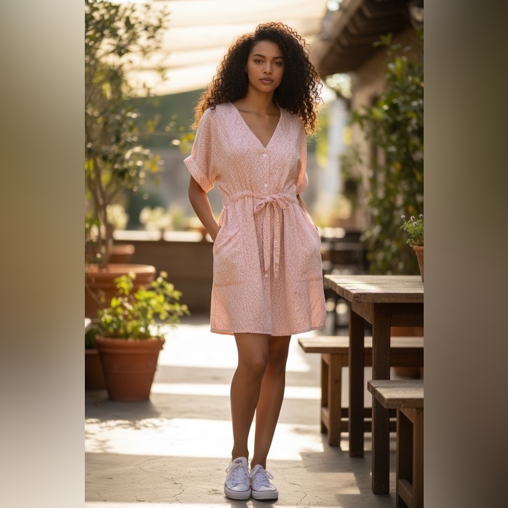 Lili Sidonio x Molly Bracken Light Pink Mauve Leopard Print Dress with Front Bow